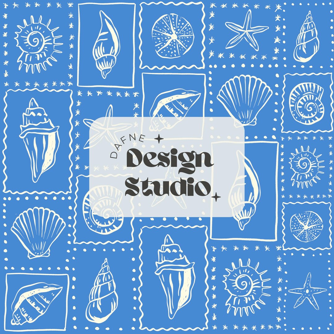 Shell Repeting Pattern Blue Repetitive Pattern Blue Seashells, Summer Pattern, Boy Summer Pattern ...