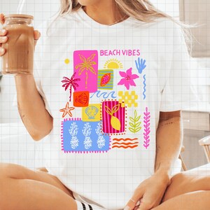Beach Vibes png, Trendy Summer png, Patchwork Summer png, Preppy Summer png, Digital File for Commercial Use image 2