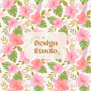 Bright Tropical Hibiscus floral seamless, Pattern for Summer, Tropical Seamless repeat pattern for fabric, Digital Download Seamless Pattern