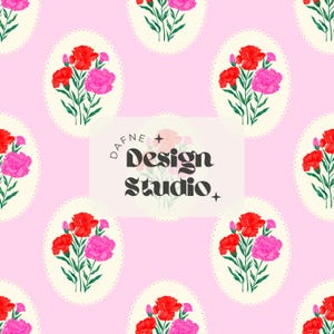 Motif floral coquette, motif floral œillet, motif sans couture d'été, motif sans couture coquette, motif pour tissu rose, jpg.