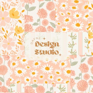 Motif patchwork sans couture, Motif de Pâques et de printemps, Motif patchwork floral sans couture, Fichier numérique pour usage commercial, Rose