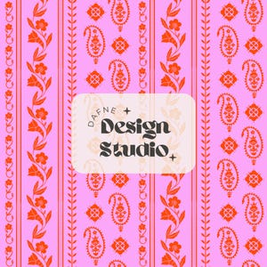 Padrão Boho Paisley Rosa Repetido, Padrão Sem Costura de Verão, Padrão Preppy, Padrão Boêmio, Arquivo Digital para Uso Comercial