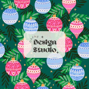 Christmas Ornaments Seamless, Trendy Christmas Seamless, Pink Coquette Christmas Seamless, Preppy Christmas Seamless, Christmas Digital File