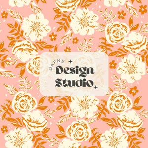 Patrón sin costuras Hand Drawn, Patrón rosa y marrón, Patrón sin costura floral otoño, diseño digital para uso comercial, patrón para tela