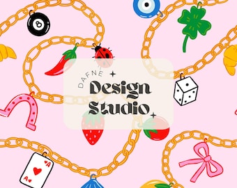 Repetitive pattern Charms, Charms Seamless, Lucky Charms Y2K, Preppy Pattern, Coquette Seamless, Digital File, Cute Seamless Pattern, Trendy