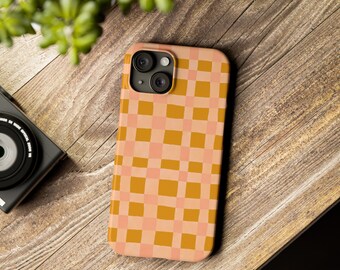 Apple iPhone 13/14/15 phone case. Fashion Preppy Style, Perfect Gift for Her. Colorful checkerboard Phone Case. MagSafe Tough Cases