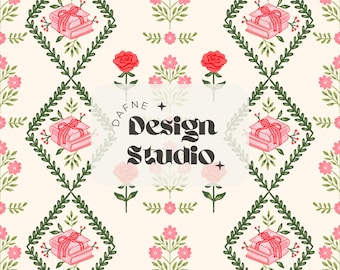 Patrón sin costuras libros y flores en rosa y verde para uso comercial
