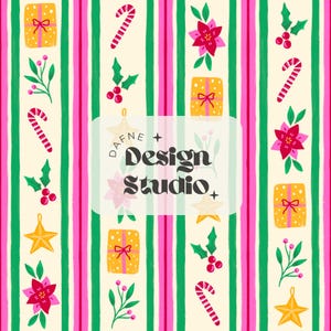 Motif répétitif de Noël, Rayures de Noël sans couture, Motif Preppy de Noël, Motif sans couture de Noël, Fichier numérique, Album