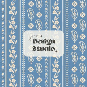 Patrón repetitivo Boho Paisley, Patrón líneas minimalistas bohemias, Patrón Paisley azul denim, Patrón Bohemio, Archivo digital, patrón tela
