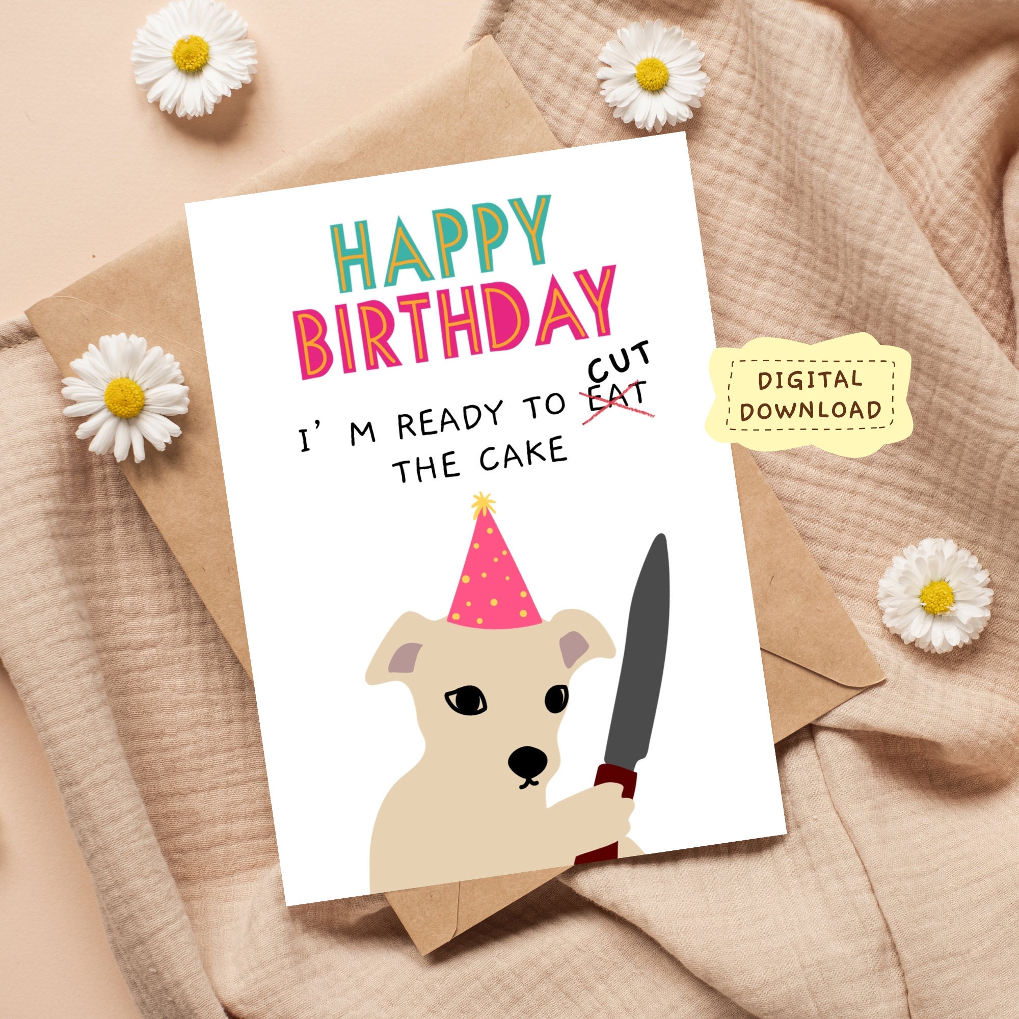 Printable Dog Birthday Card, Funny Pet Lover Greeting Card, Pun Ecard ...