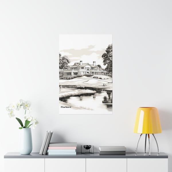 Pinehurst Golf Course | Pinehurst Wall Art | Pinehurst Golf | Pinehurst Golf Wall Art | Black and White Wall Art, Christmas Gift