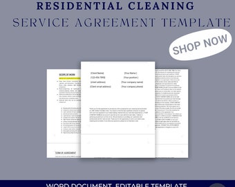 Residential cleaning service agreement template