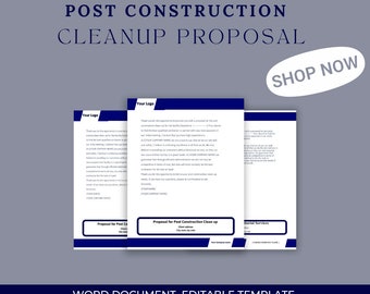 Post construction clean up Proposal Template, Cleaning Business Proposal Template, Cleaning Services Template, Cleaning, Janitorial contract