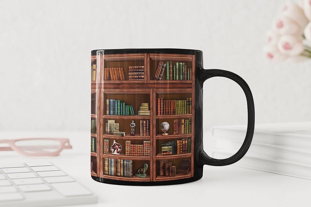 Vintage Library Bookshelf Mug Gift Custom Favorites Bookshelf Etsy