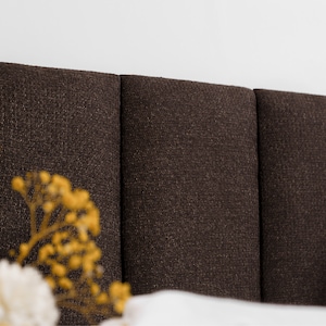 Dark Brown Linen Headboard Panel, Upholstered Soft Wall Panel, Bedroom Decor, Padded Boards, Wall Mounted, Simple Installation, All Sizes