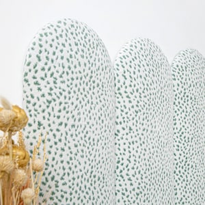 Green Dotted Headboard Panel | Upholstered Soft Wall Panel | Comfortable Bed Accessory | Padded Board | King Queen Twin | All Sizes