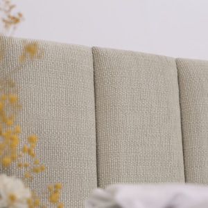 Beige Headboard Panel, Upholstered Soft Wall Panel, Boho Beige Headboard, Textured Fabric, Padded Boards, Simple Installation, All Sizes