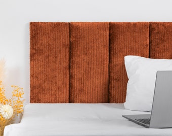 Rust Cozy Headboard Panel | Textured Super Soft Fluffy Fabric | Rust Wall Panel | Upholstered Soft Wall Panel | Custom HeadBoard | All Sizes