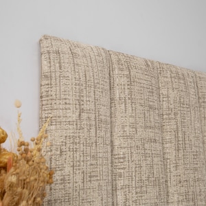 Textured Beige Headboard Panel: Upholstered Boho Wall Mounted Headboard