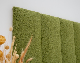 Apple Green Textured Headboard | Upholstered Soft Wall Panel | Boho Wall Panel | Decorative Wall Decor | Easy Setup | King Queen Twin