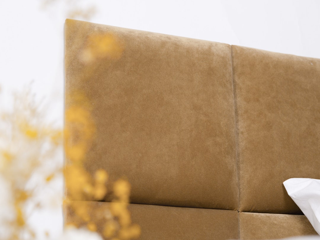 Camel Velvet Headboard, Camel Wall Panel, Upholstered Soft Wall Panel