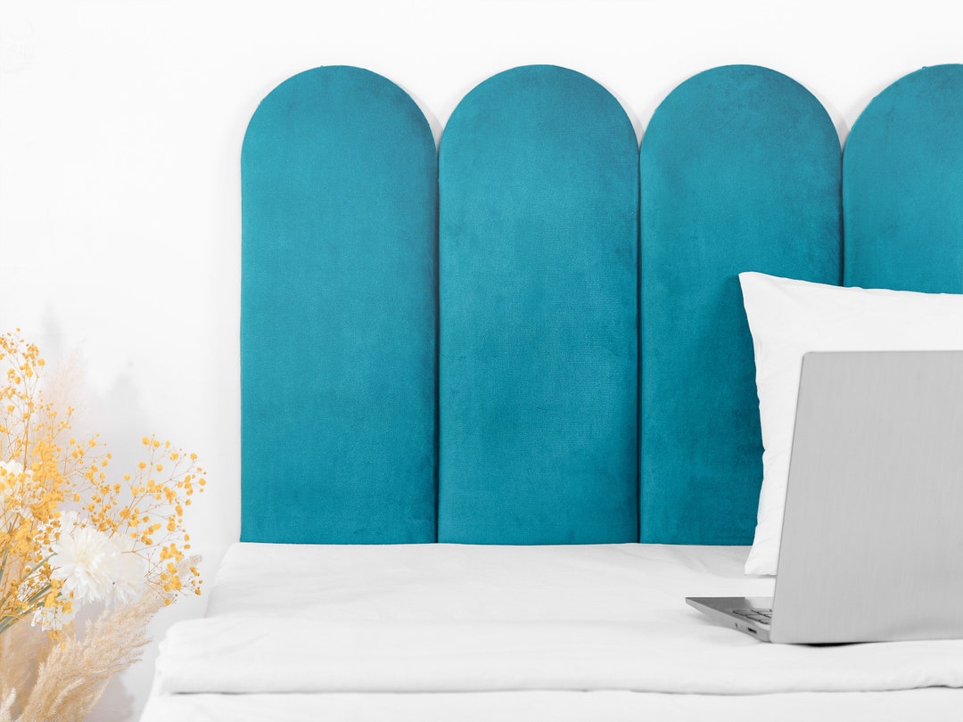 Turquoise Headboard Panel Upholstered Soft Wall Panel Padded Boards Finger Velvet Wall Panel