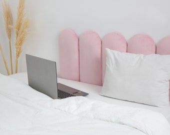 Pink Velvet Headboard | Pink Wall Panel | Upholstered Soft Wall Panel | King Queen Full Sizes | Decorative Wall Decor | Simple Installation