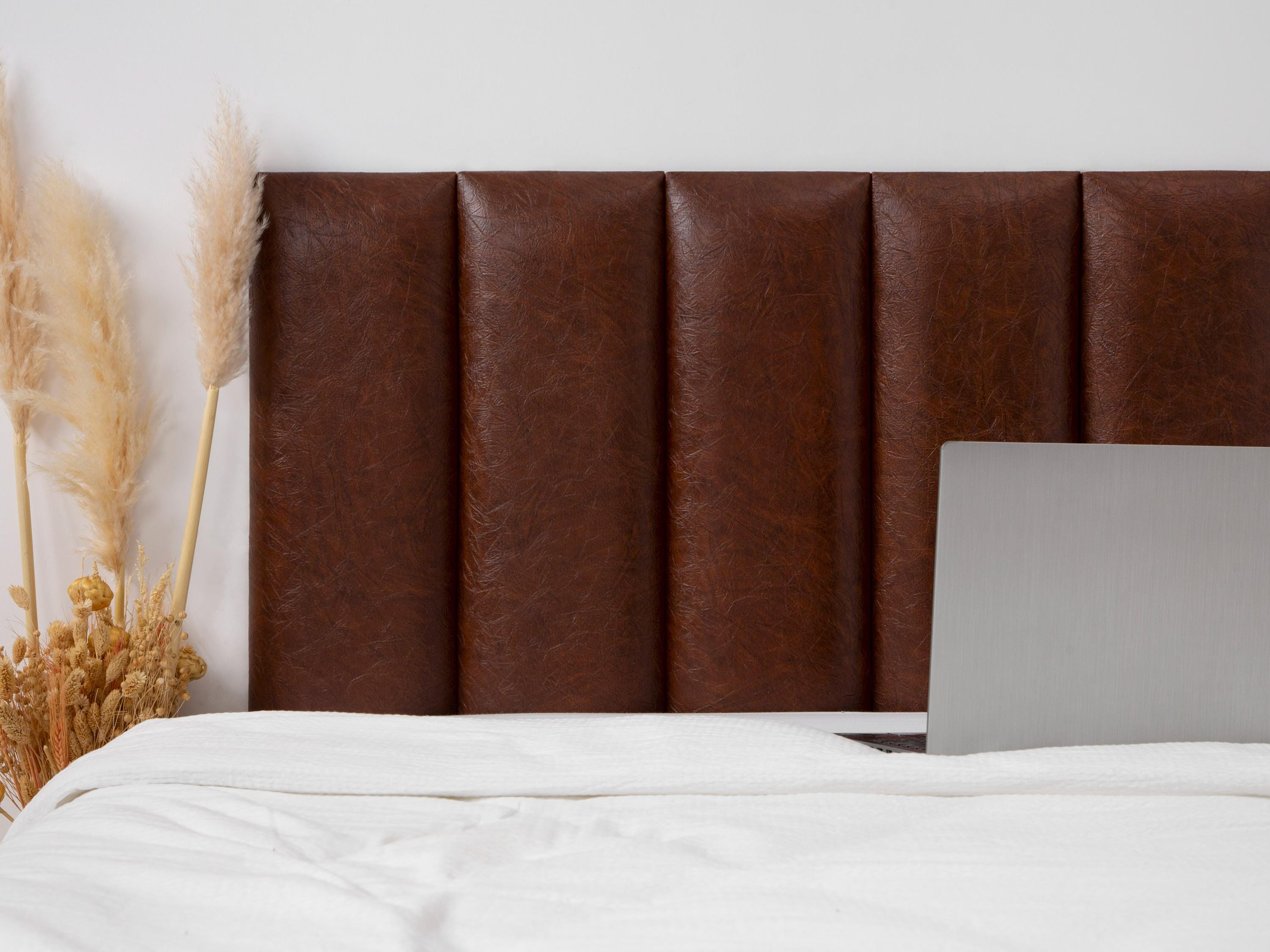 Dark Brown Leather Headboard Upholstered Faux Leather Wall Panel Modern Headboard King Queen Twin Easy Installation All Sizes Etsy