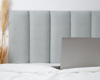 Gray Herringbone Headboard Panel | Gray Wall Panel | Upholstered Wall Panel | Padded Boards | King Queen Twin | Bedroom Decor | All Sizes