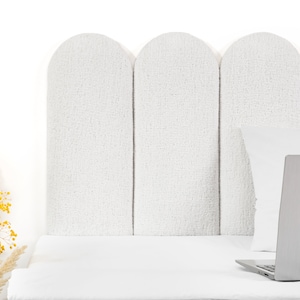 White Cozy Headboard Panel, White Textured Wall Panel, Upholstered Soft Panel, Padded Boards, Designer Bedroom Decor, Easy Setup, All Sizes