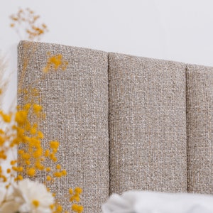 Taupe Headboard Panel, Upholstered Soft Wall Panel, Farmhouse Decor, Boho Headboard, Woven Soft Fabric, Simple Installation, All Sizes
