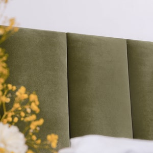 Olive Green Headboard, Upholstered Soft Wall Panel, Velvet Custom Headboard, Olive Padded Boards, Simple Installation, All Sizes