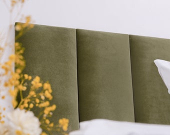 Olive Green Headboard, Upholstered Soft Wall Panel, Velvet Custom Headboard, Olive Padded Boards, Simple Installation, All Sizes