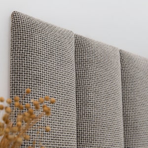 Textured Beige Headboard Panel: Upholstered Wall Decor