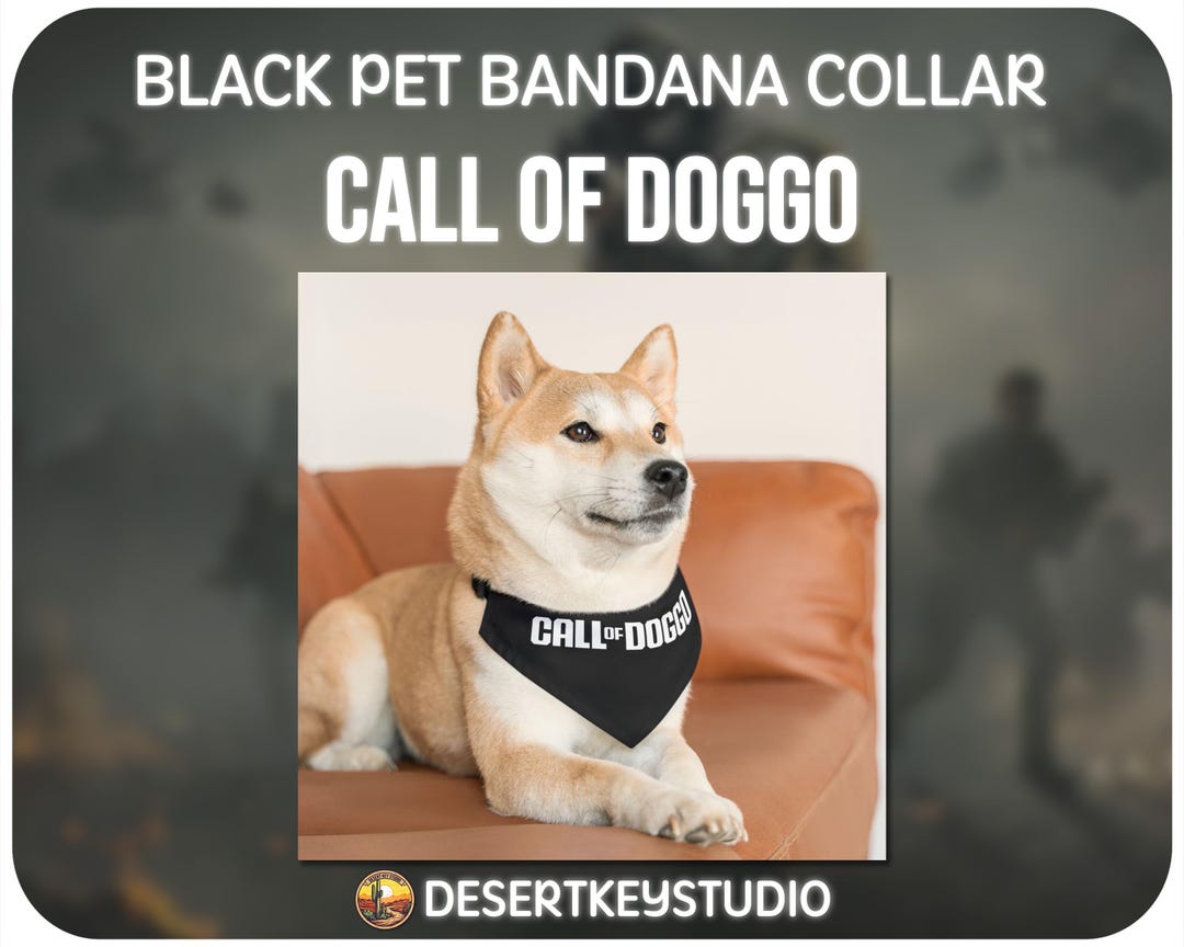 Call of Duty Inspired Doggo Black Pet Bandana Collar - Gamer Gift, Dog ...