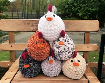 Peluche de pollo de ganchillo: gallina Amigurumi de hilo de chenilla