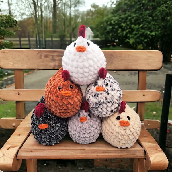 Crochet Chicken Plushie, Chicken Amigurumi, Crochet Hen