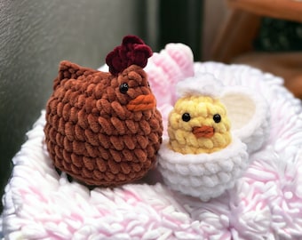 Crochet Chicken and Chick in Egg, Easter Gift
