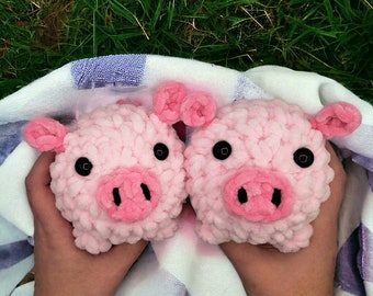 Crochet Pig Plushie, Pig Amigurumi, Stuffed Pig Toy