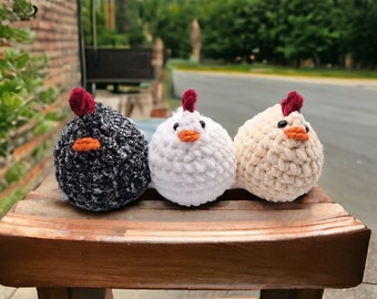 Crochet Chicken BUNDLE, Three Crochet Chicken Plushies
