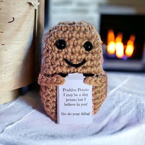 Crochet Positive Potato Plushie: Motivational Desk Pal