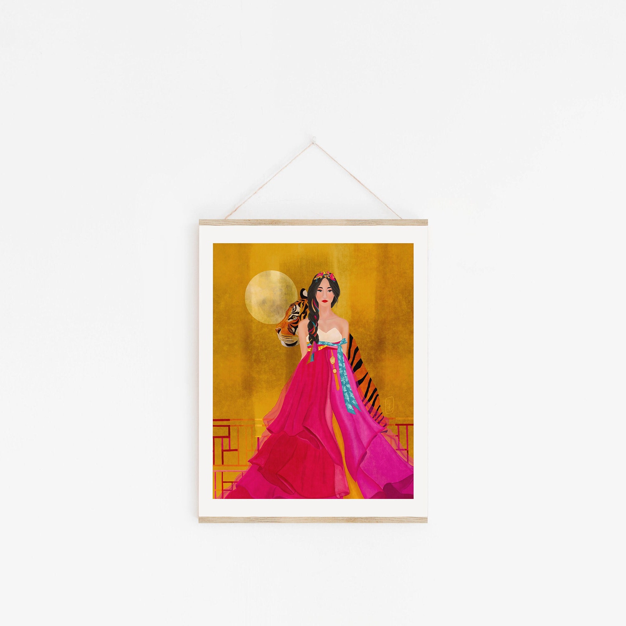 Modern Hanbok Art Print Korean Tiger Art Tiger Wall Decor Korean modern-hanbok-art-print-korean-tiger-art-tiger-wall-decor-korean
