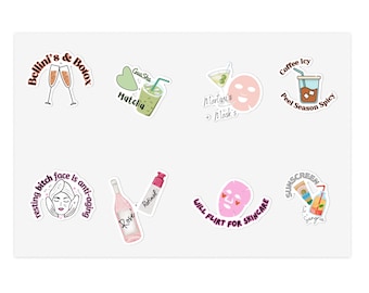 Skincare Sticker Sheet Bundle, 10pcs