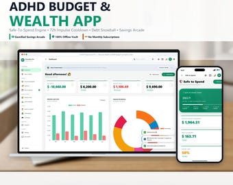 ADHD Budget Planner & Wealth App - Personal Finance Dashboard with Debt Payoff Offline