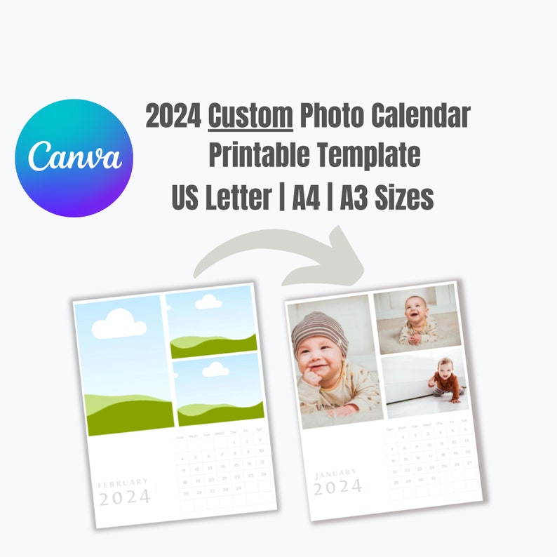 Personalize 2024 Photo Calendar2024 Photo Collage Calendar Etsy UK
