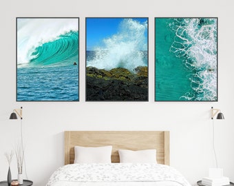 Ocean Wave Tropical Wandkunst | Moderne Wohnkultur | Wasser Leinwanddrucke | Druckbare Wandkunst | Minimalistisches Wohndekor | Digitaler Download | DIY