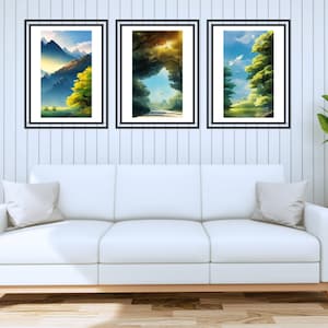 Nature Landscape Wall Art | Nature Trail Wall Prints | Set of 3 | Modern Home Decor | Printable Wall Art | Watercolor Landscape Art | DIY