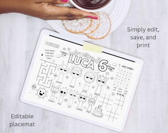 Sprunki födelsedagsfest bordsunderlägg: Målarbildsaktivitet (digital nedladdning)