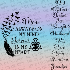 Sempre em minha mente - Memorial, personalizável - arquivo SVG - Download digital