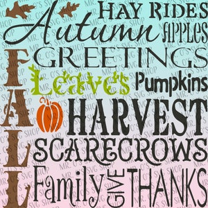 Fall words - SVG only - Digital Download